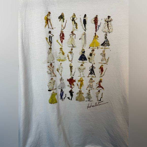 H by HALSTON Mesh Sleeve Graphic T Shirt Women Fashion Size S - Picture 5 of 11